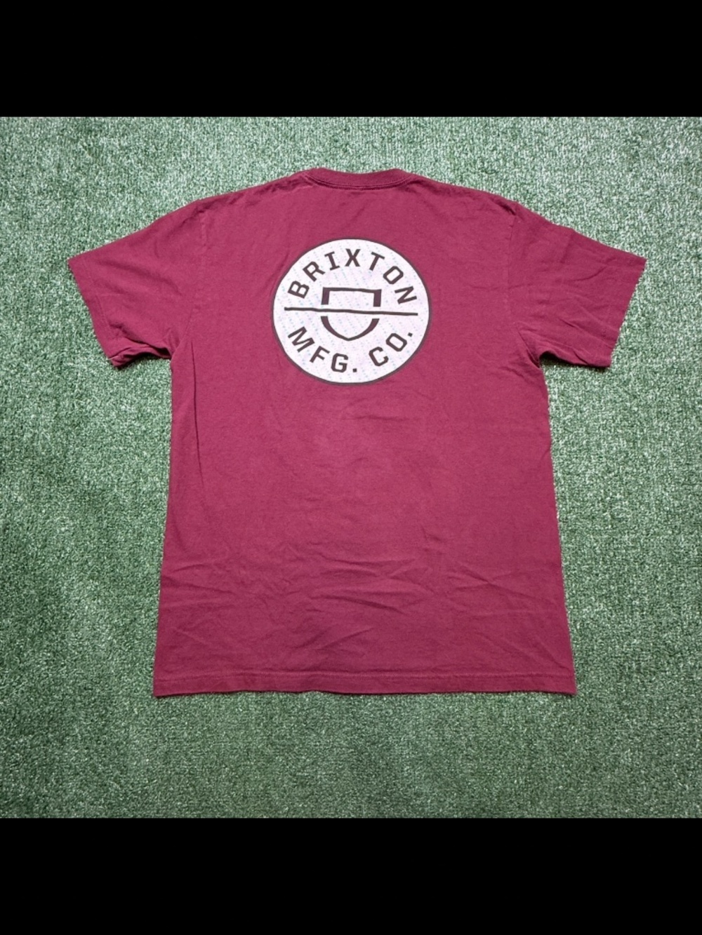 Brixton Graphic T Shirt Mens Size M Red Burgundy Short Sleeve